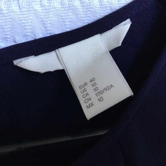 H&M Chiffon Shift Dress  Navy Blue Size 10 Lined Sheer Sleeves - Picture 8 of 14